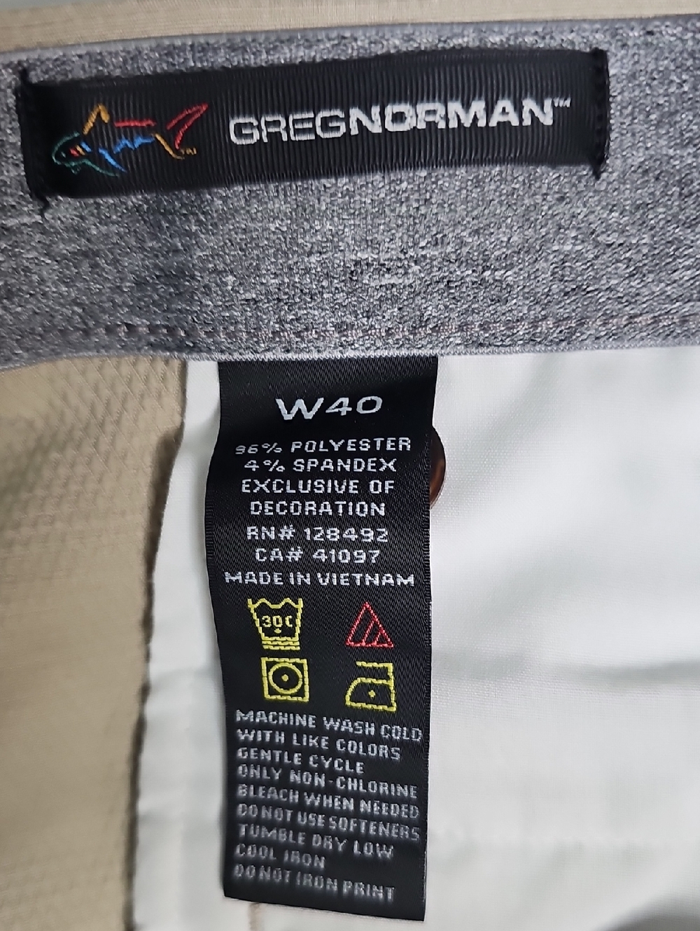 Greg Norman Collection Beige Flat-Front Performance Shorts - Picture 5 of 5